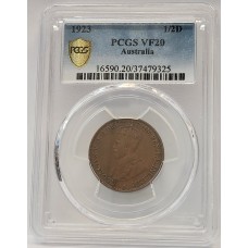 AUSTRALIA 1923 . HALF 1/2  PENNY . PCGS VF20